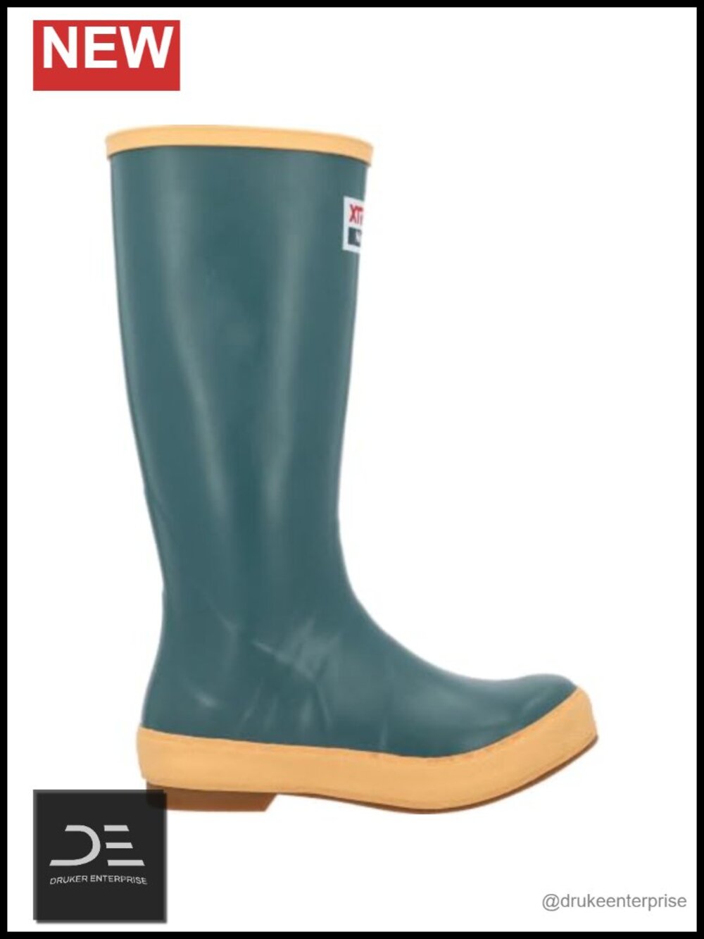 15" Waterproof Latex Rubber Boots - Slip-Resistant Chevron Outsole, Cushion